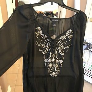 Black embroidered tunic